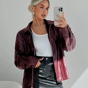 Women's Burgundy Leather Jacket